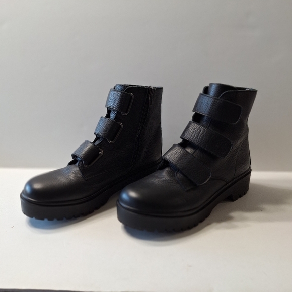 Steve Madden Black Leather Wayne Grunge Goth Gorpcore Lug Sole Moto Boots Size 8 - Picture 5 of 15